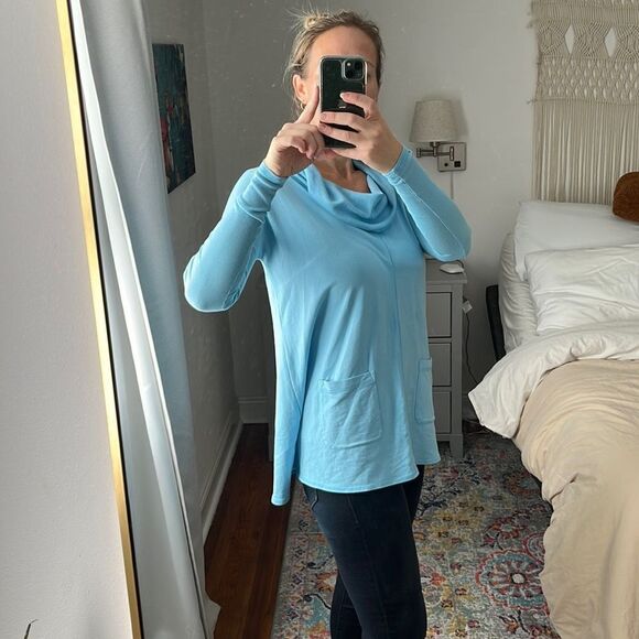 Mododoc Blue Tunic‎ Cowl Neck with Pockets Size XS - Picture 3 of 8